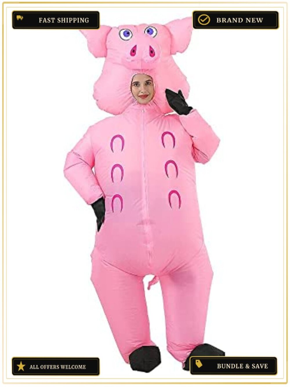 Inflatable Pig Costume Adult Polyester Blow Up Fancy Dress Halloween Christmas